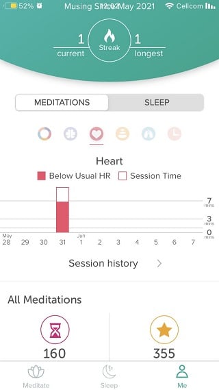 muse heart meditation app results